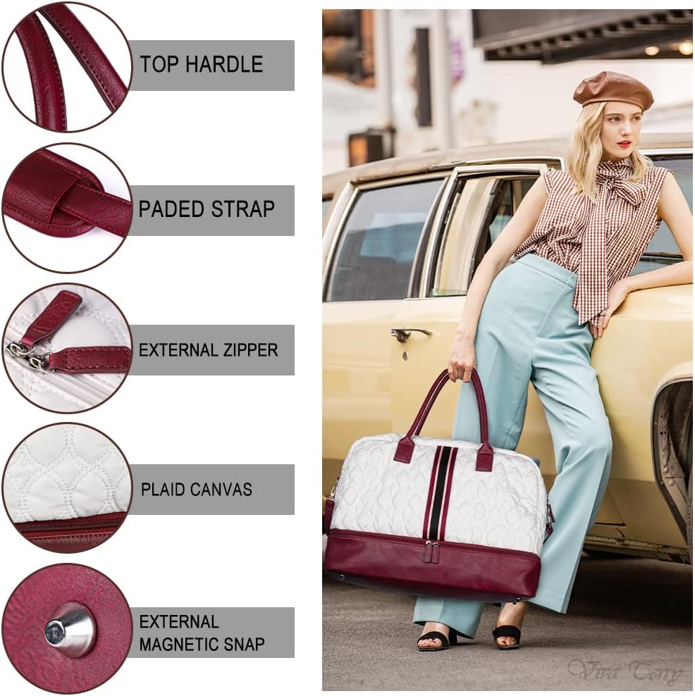 Canvas Travel Luggage Men's Weekender Duffle Bag with Shoe compartment and Toiletry Bag
