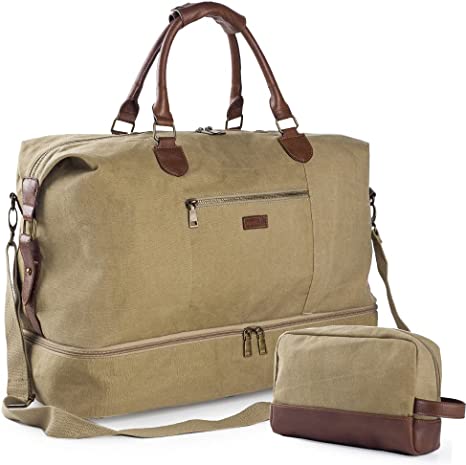 canvas travel bags for men Canvas Travel Luggage Men's Weekender Duffle Bag with Shoe compartment – Viva Terry Official Store
