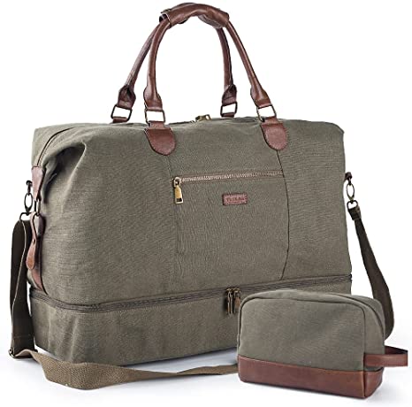 Buy Canvas Travel Tote Luggage Men's Weekender Duffle Bag with Shoe  compartment and Toiletry Bag, Grey, Online at desertcartINDIA