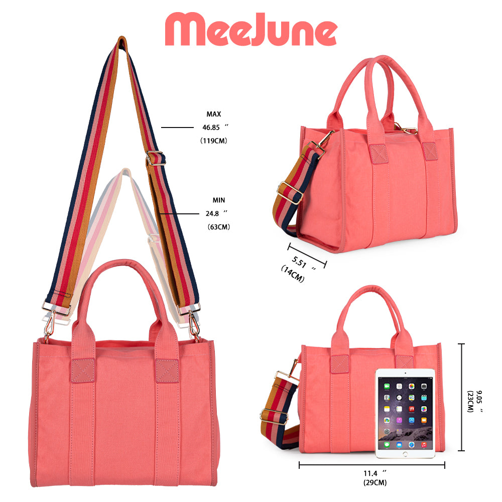 Meejune Women Canvas Tote Handbags Casual Shoulder Work Bag Crossbody