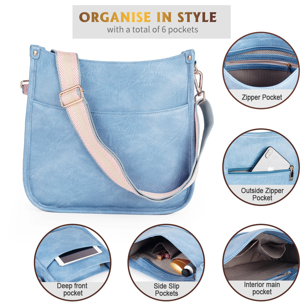 Viva Terry Vegan Leather Crossbody Fashion Shoulder Bag Purse with Adjustable Strap