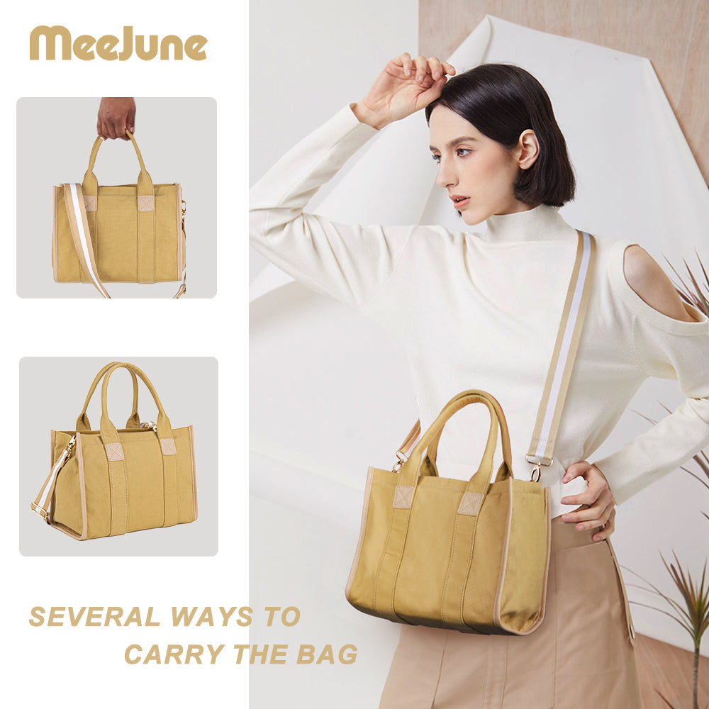 Meejune Women Canvas Tote Handbags Casual Shoulder Work Bag Crossbody