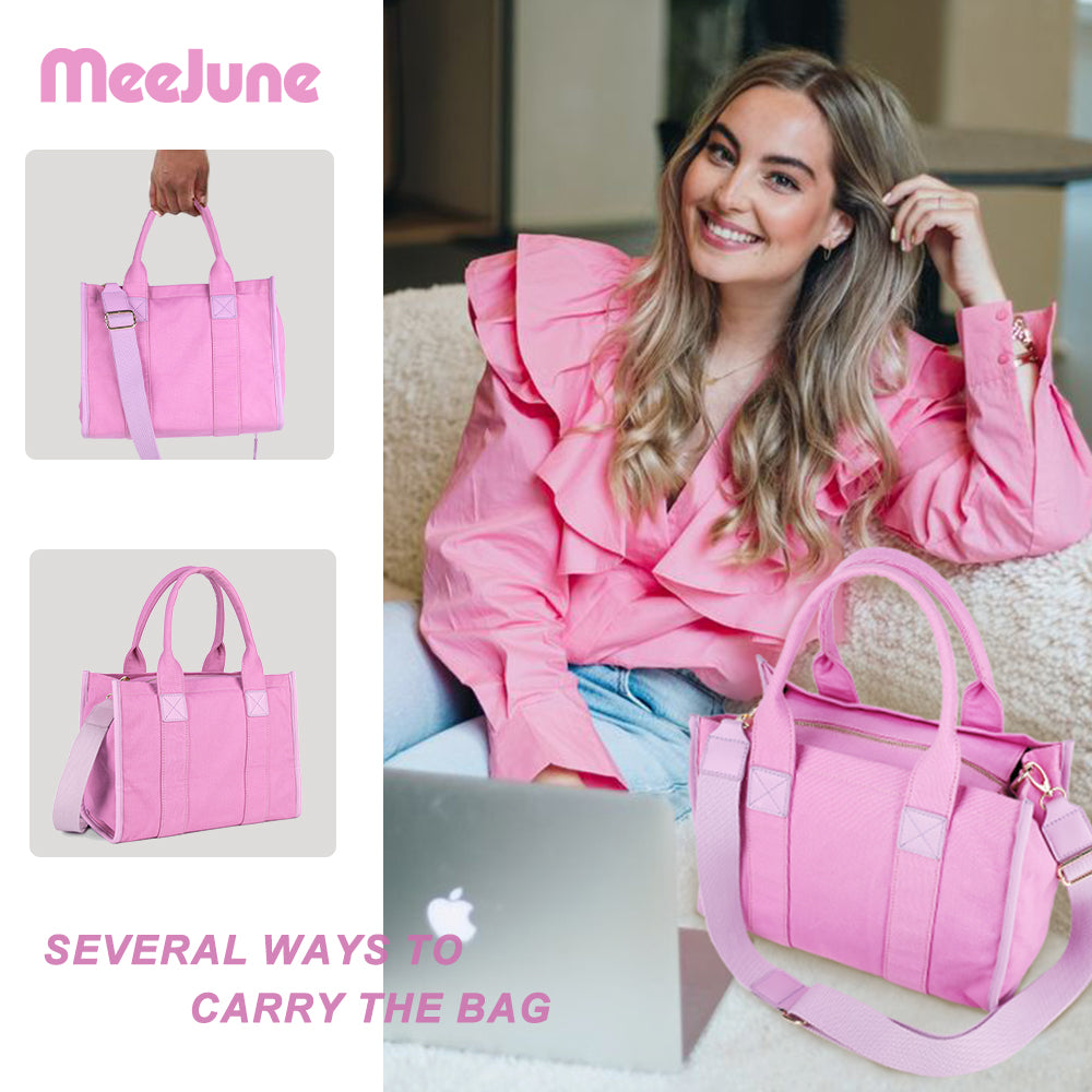 Meejune Women Canvas Tote Handbags Casual Shoulder Work Bag Crossbody