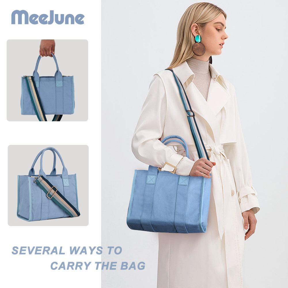 Meejune Women Canvas Tote Handbags Casual Shoulder Work Bag Crossbody
