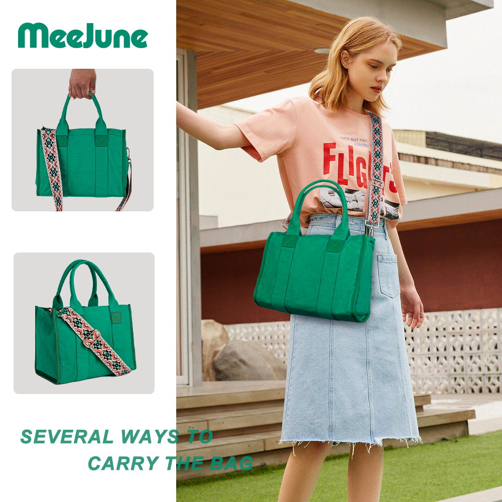 Meejune Women Canvas Tote Handbags Casual Shoulder Work Bag Crossbody