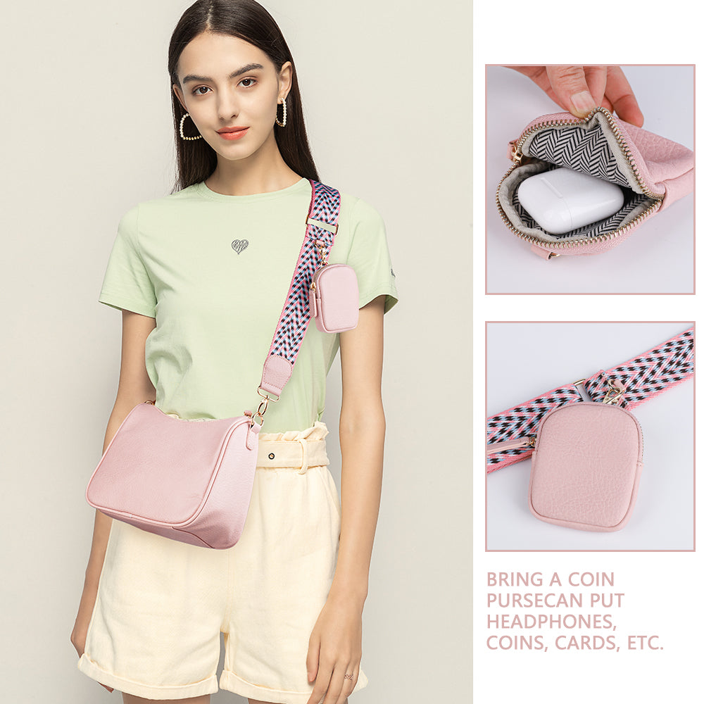 Crossbody Bags for Women With Coin Purse - Small Crossbody Bag with Adjustable Jacquard Strap