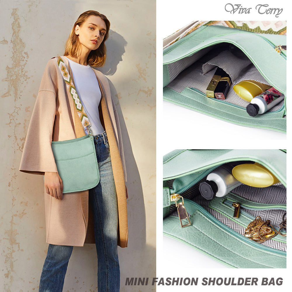 Viva Terry Vegan Leather Crossbody Fashion Shoulder Bag Purse with Adjustable Strap