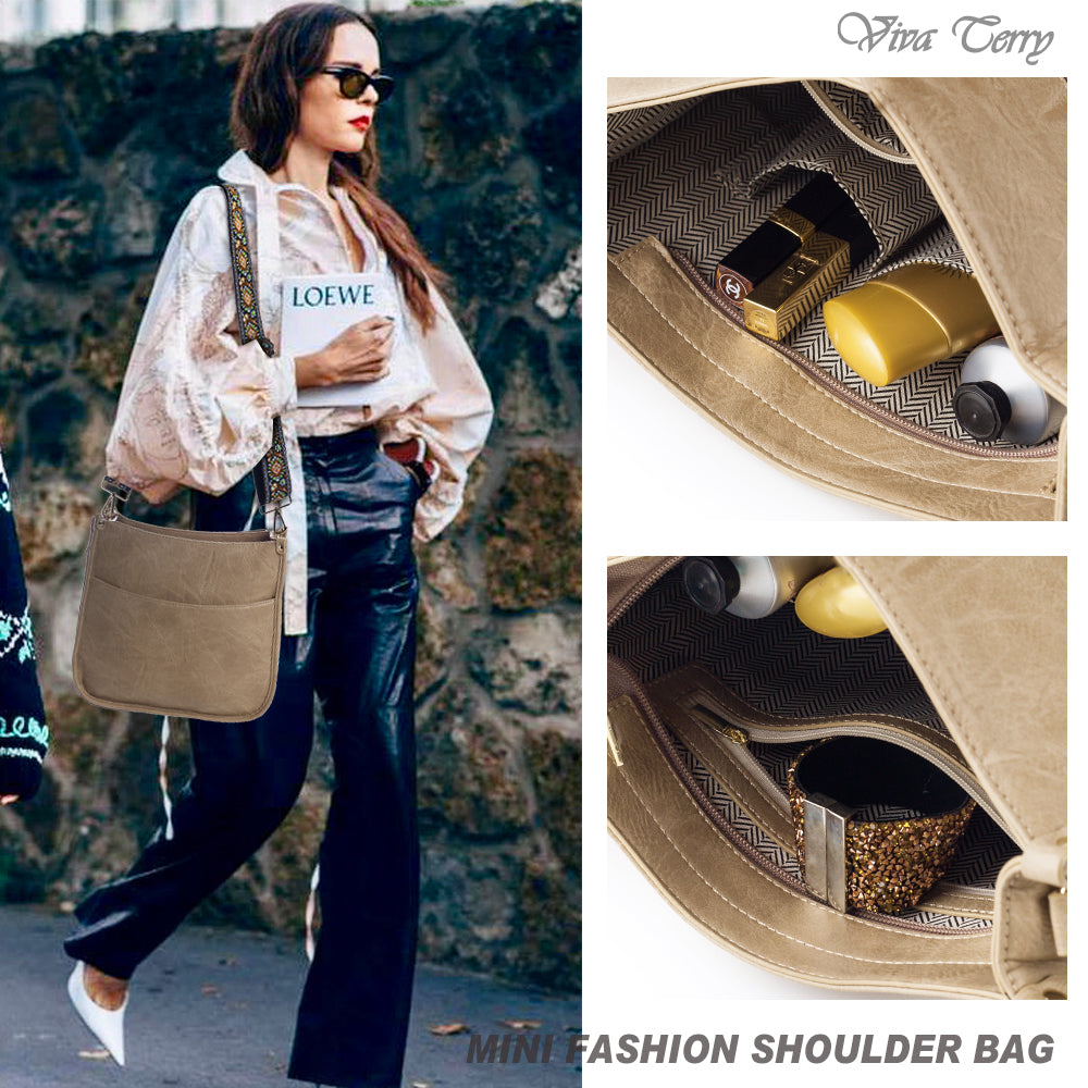 Viva Terry Vegan Leather Crossbody Fashion Shoulder Bag Purse with Adjustable Strap