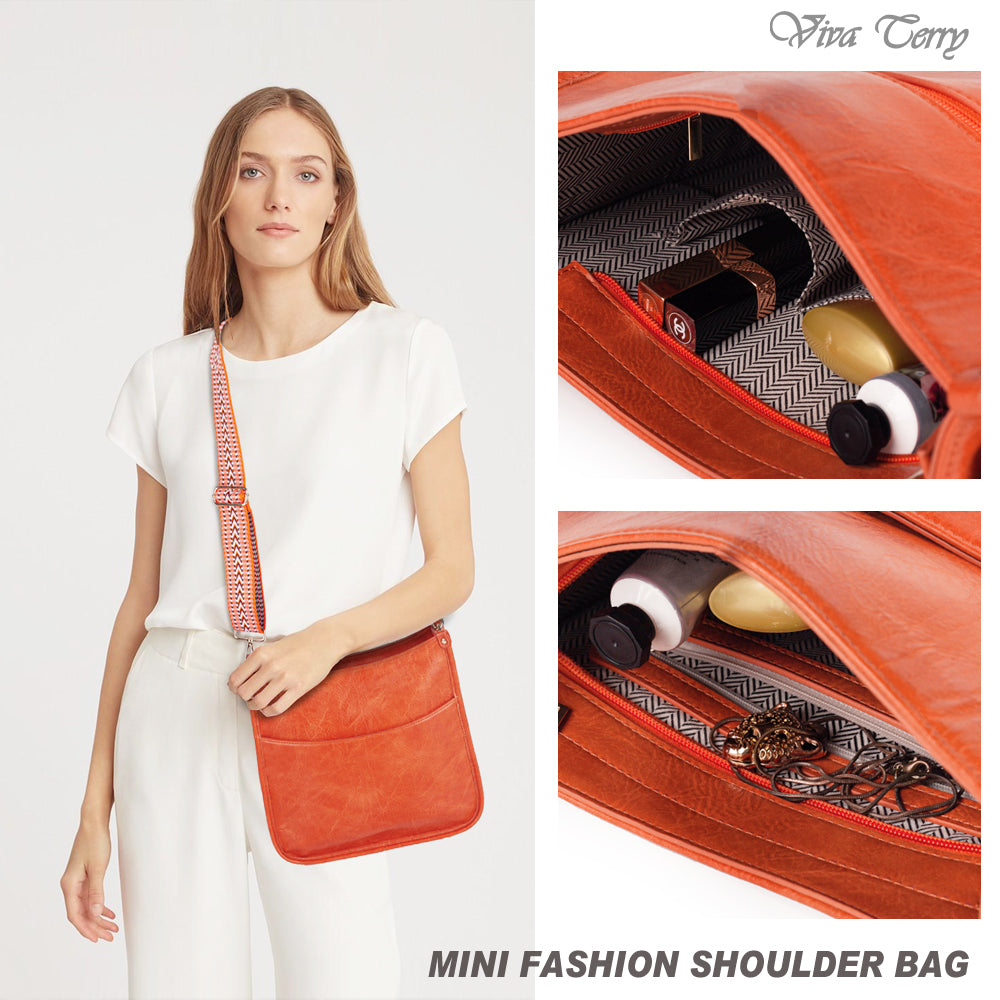 Viva Terry Vegan Leather Crossbody Fashion Shoulder Bag Purse with Adjustable Strap