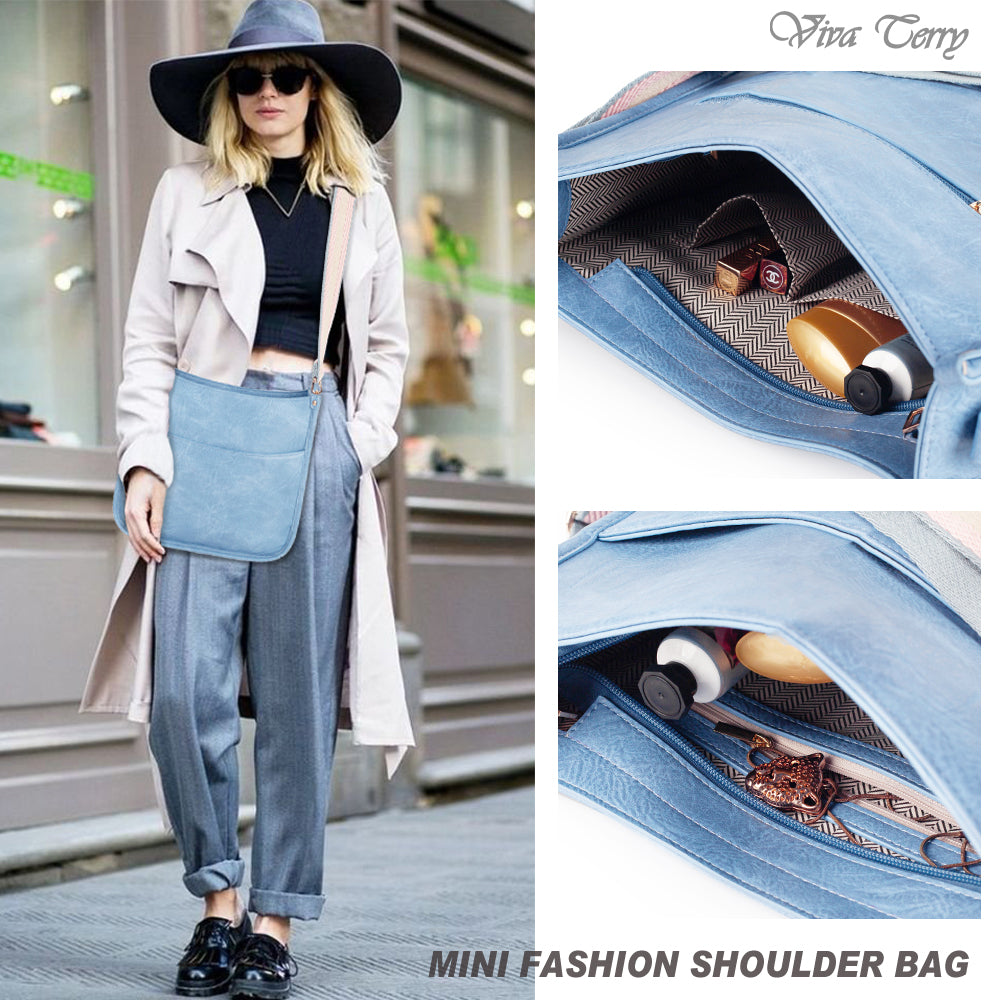Viva Terry Vegan Leather Crossbody Fashion Shoulder Bag Purse with Adjustable Strap