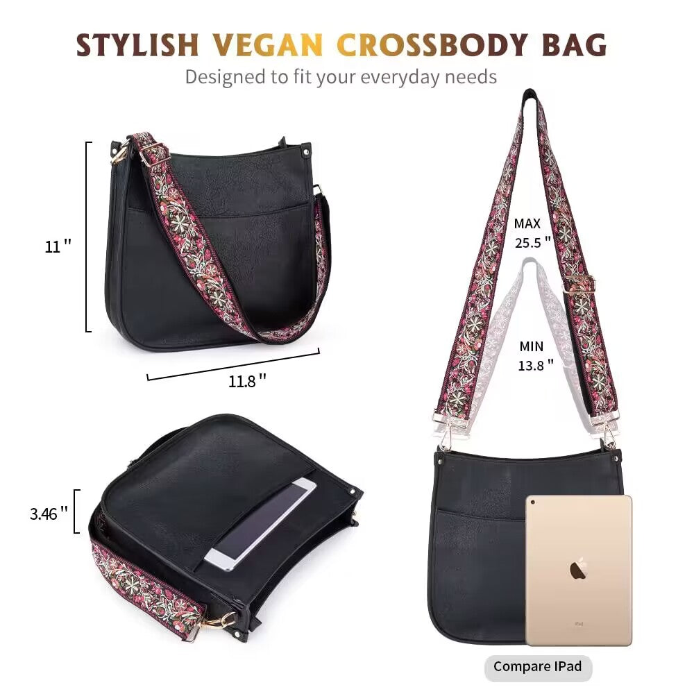 Viva Terry Vegan Leather Crossbody Fashion Shoulder Bag Purse with Adjustable Strap