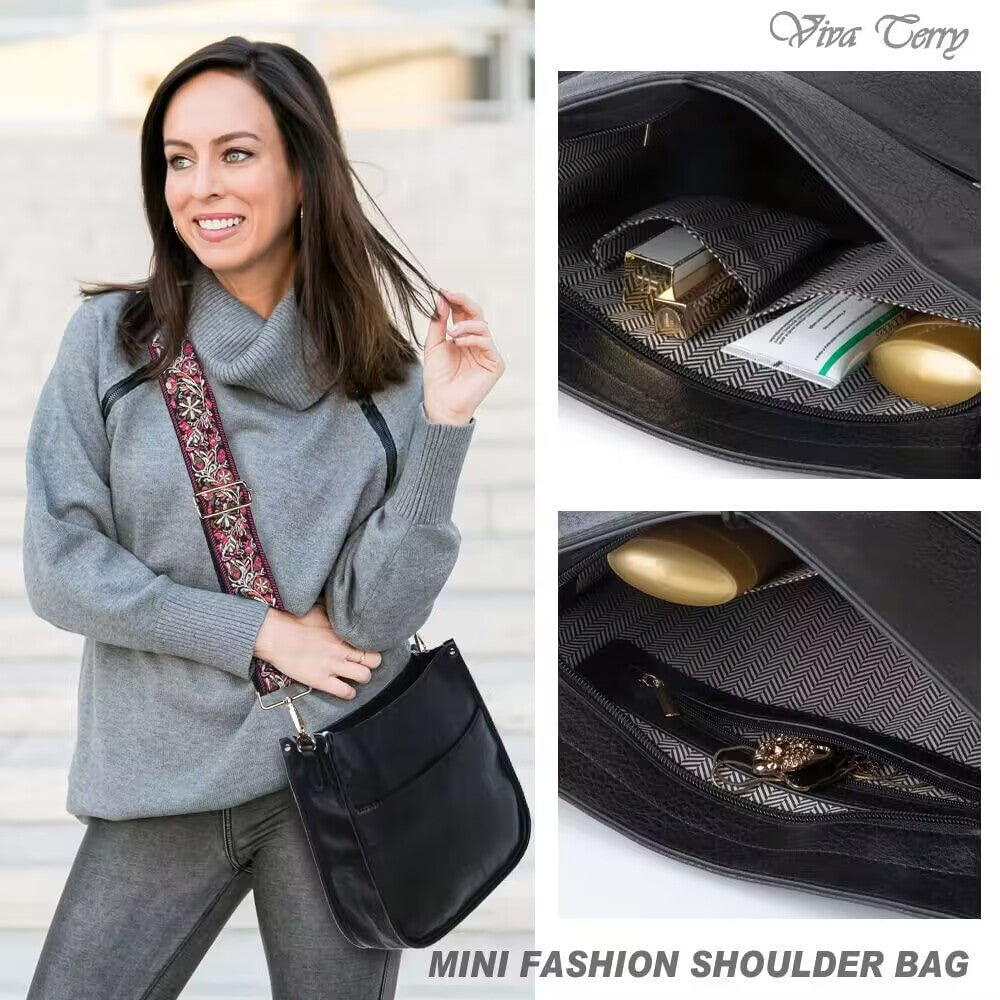 Viva Terry Vegan Leather Crossbody Fashion Shoulder Bag Purse with Adjustable Strap
