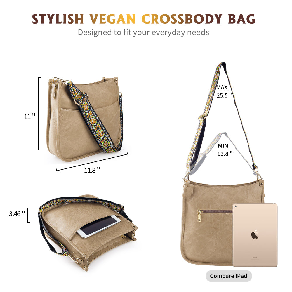 Viva Terry Vegan Leather Crossbody Fashion Shoulder Bag Purse with Adjustable Strap