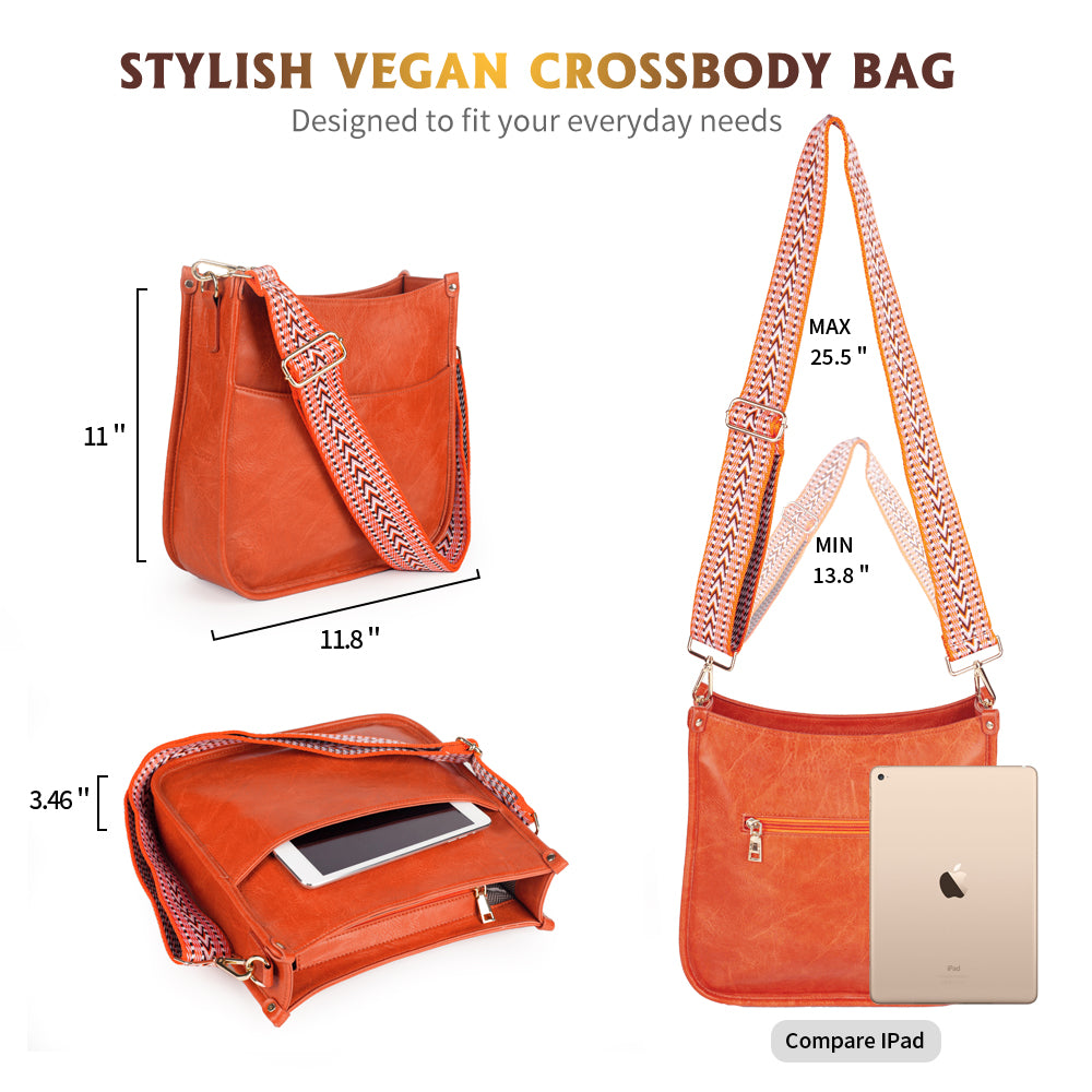 Viva Terry Vegan Leather Crossbody Fashion Shoulder Bag Purse with Adjustable