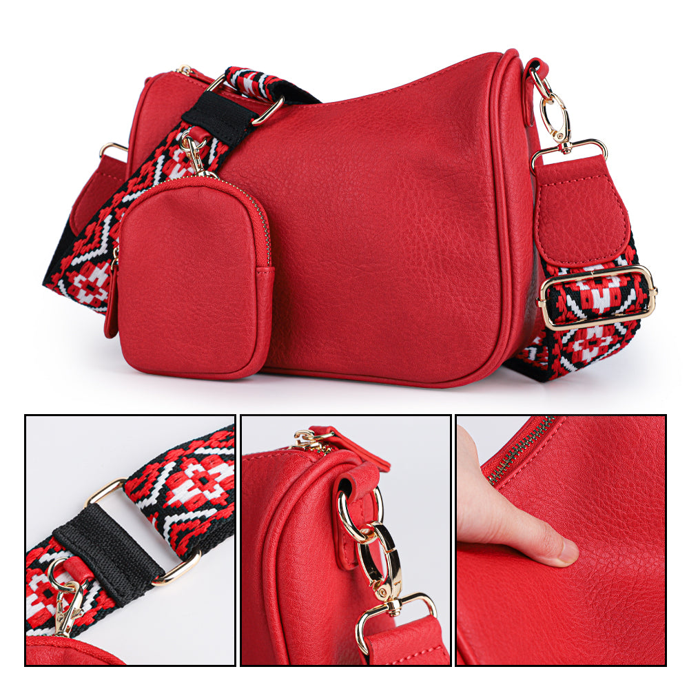 Crossbody Bags for Women With Coin Purse - Small Crossbody Bag with Adjustable Jacquard Strap