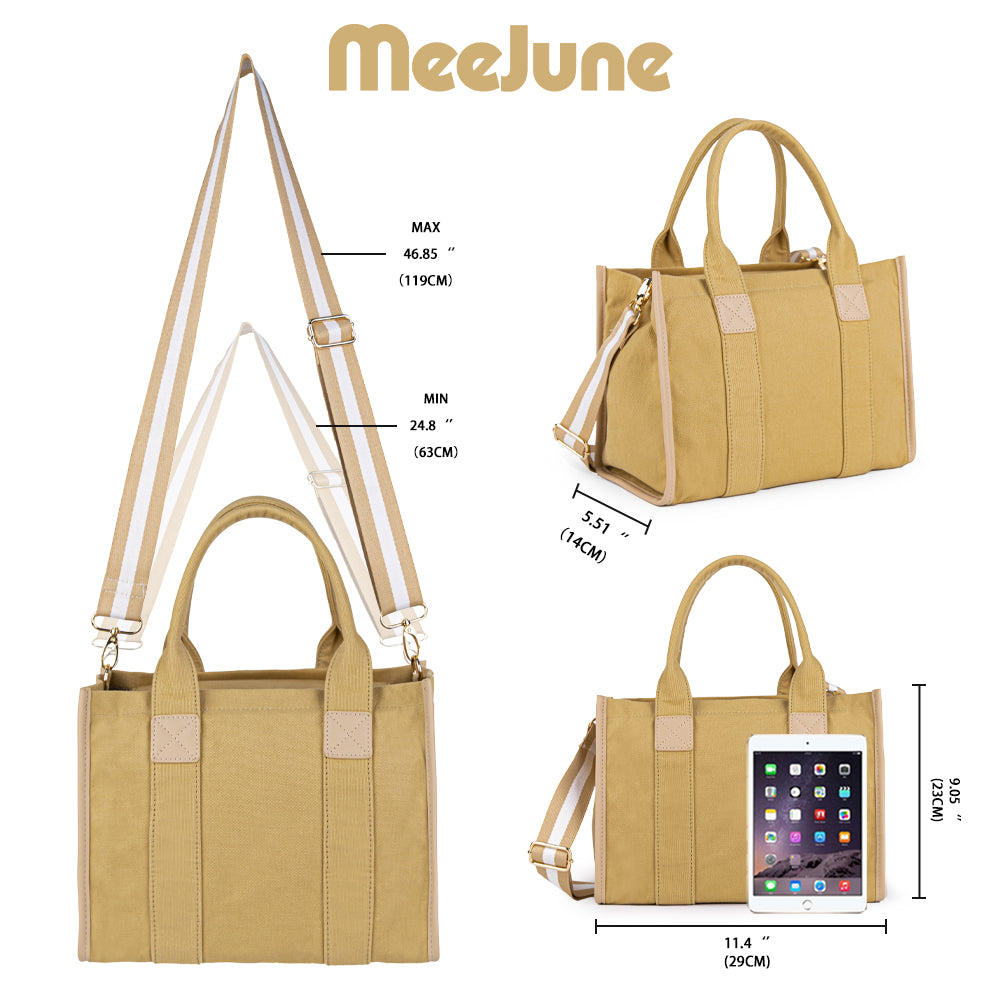 Meejune Women Canvas Tote Handbags Casual Shoulder Work Bag Crossbody