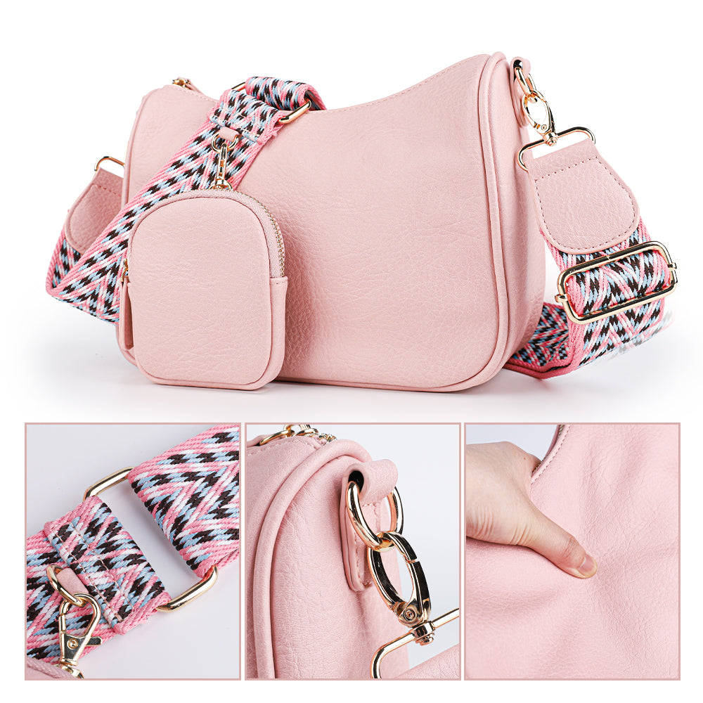 Crossbody Bags for Women With Coin Purse - Small Crossbody Bag with Adjustable Jacquard Strap
