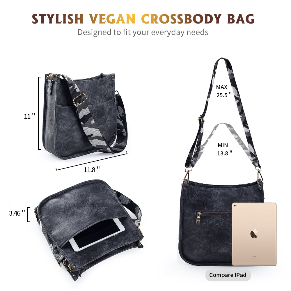 Viva Terry Vegan Leather Crossbody Fashion Shoulder Bag Purse with Adjustable Strap
