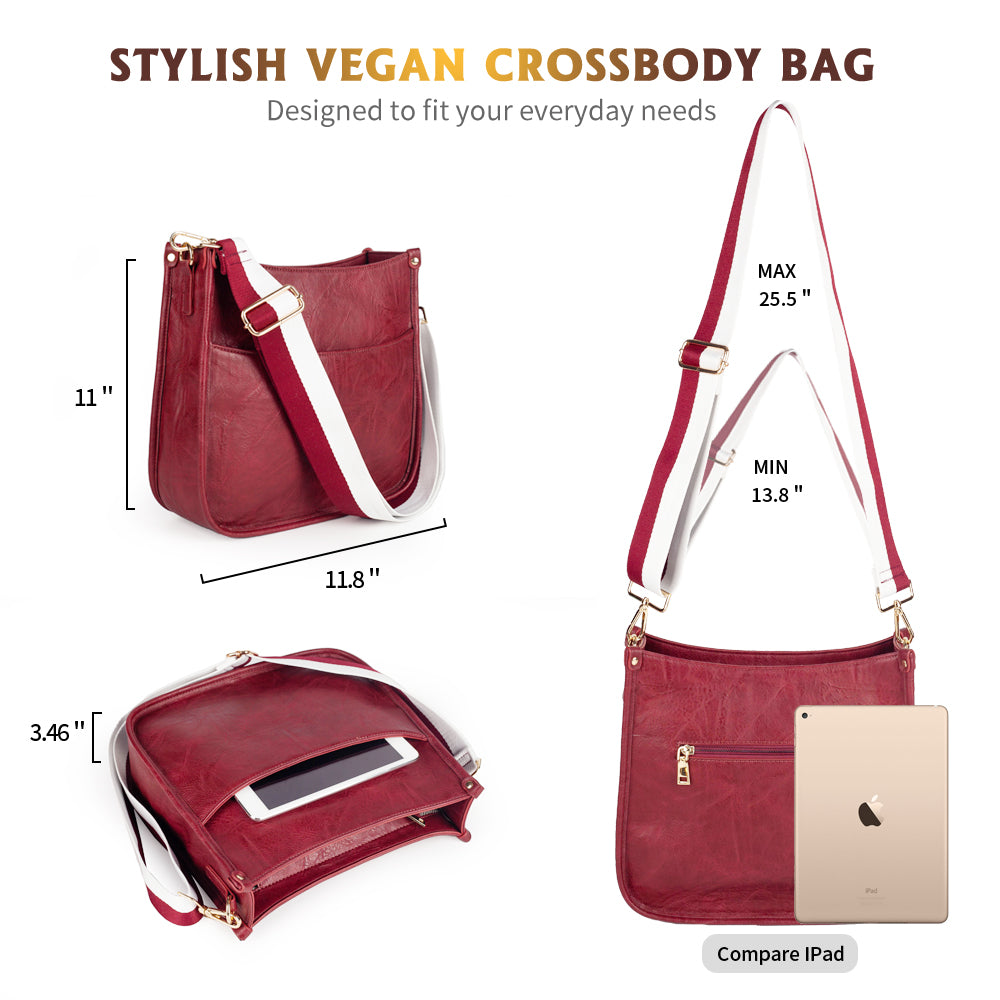 Viva Terry Vegan Leather Crossbody Fashion Shoulder Bag Purse with Adjustable Strap