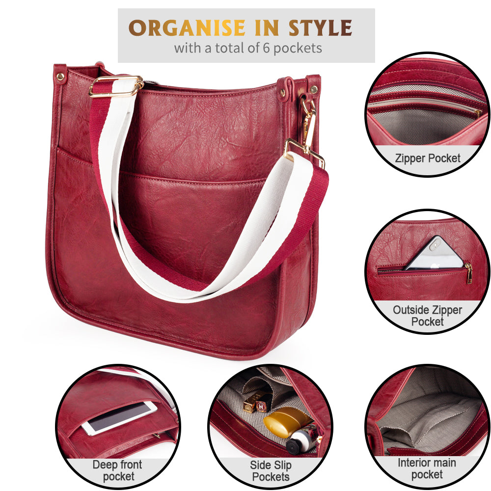 Viva Terry Vegan Leather Crossbody Fashion Shoulder Bag Purse with Adjustable Strap