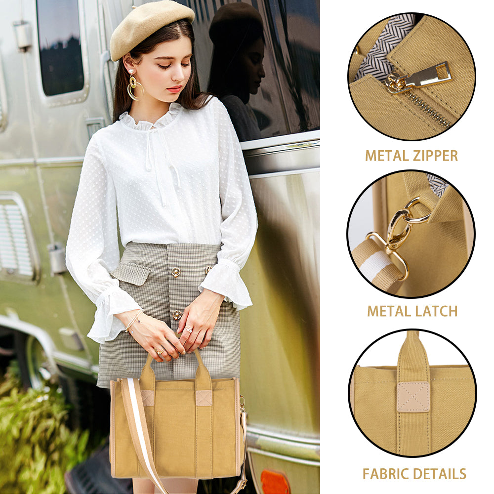 Meejune Women Canvas Tote Handbags Casual Shoulder Work Bag Crossbody