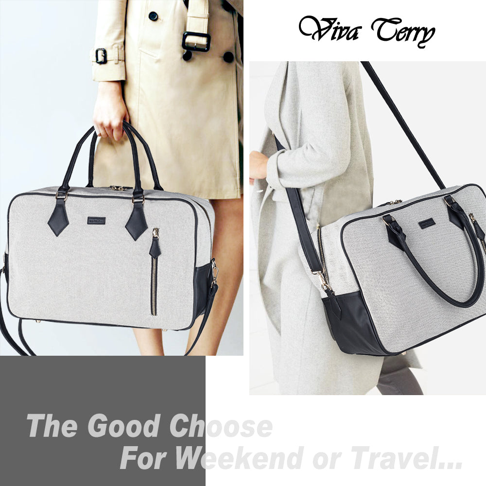 Ladies Women Canvas Travel Weekender Overnight Carry-on Shoulder Duffel Tote Bag (Black)