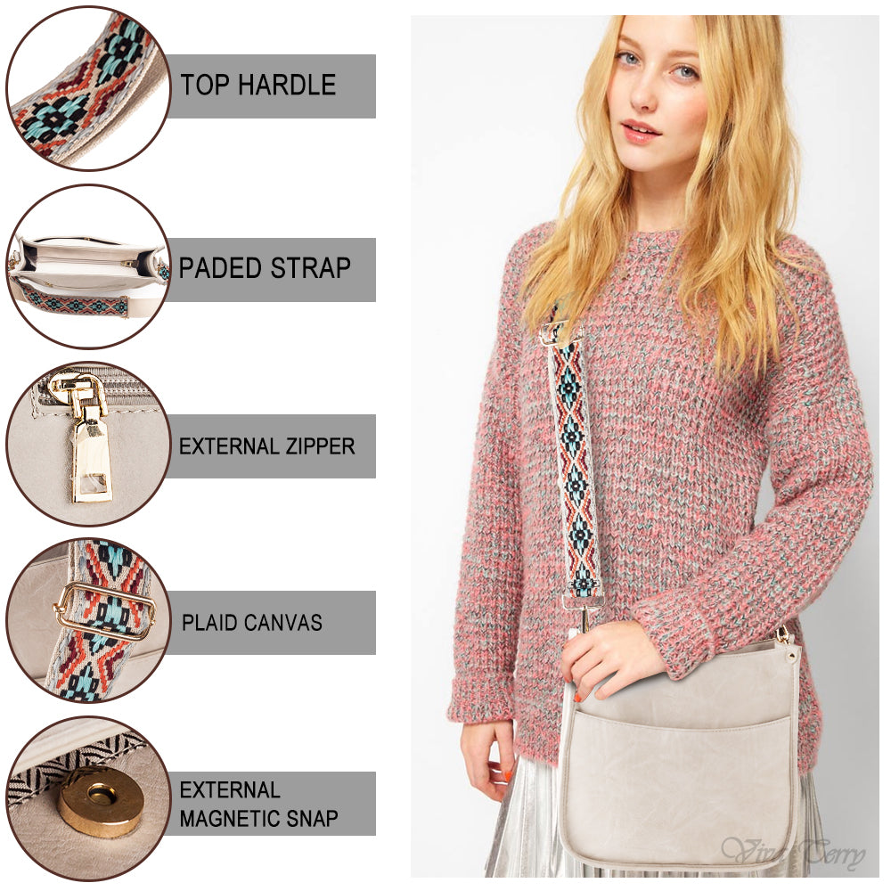 Viva Terry Vegan Leather Crossbody Fashion Shoulder Bag Purse with Adjustable Strap