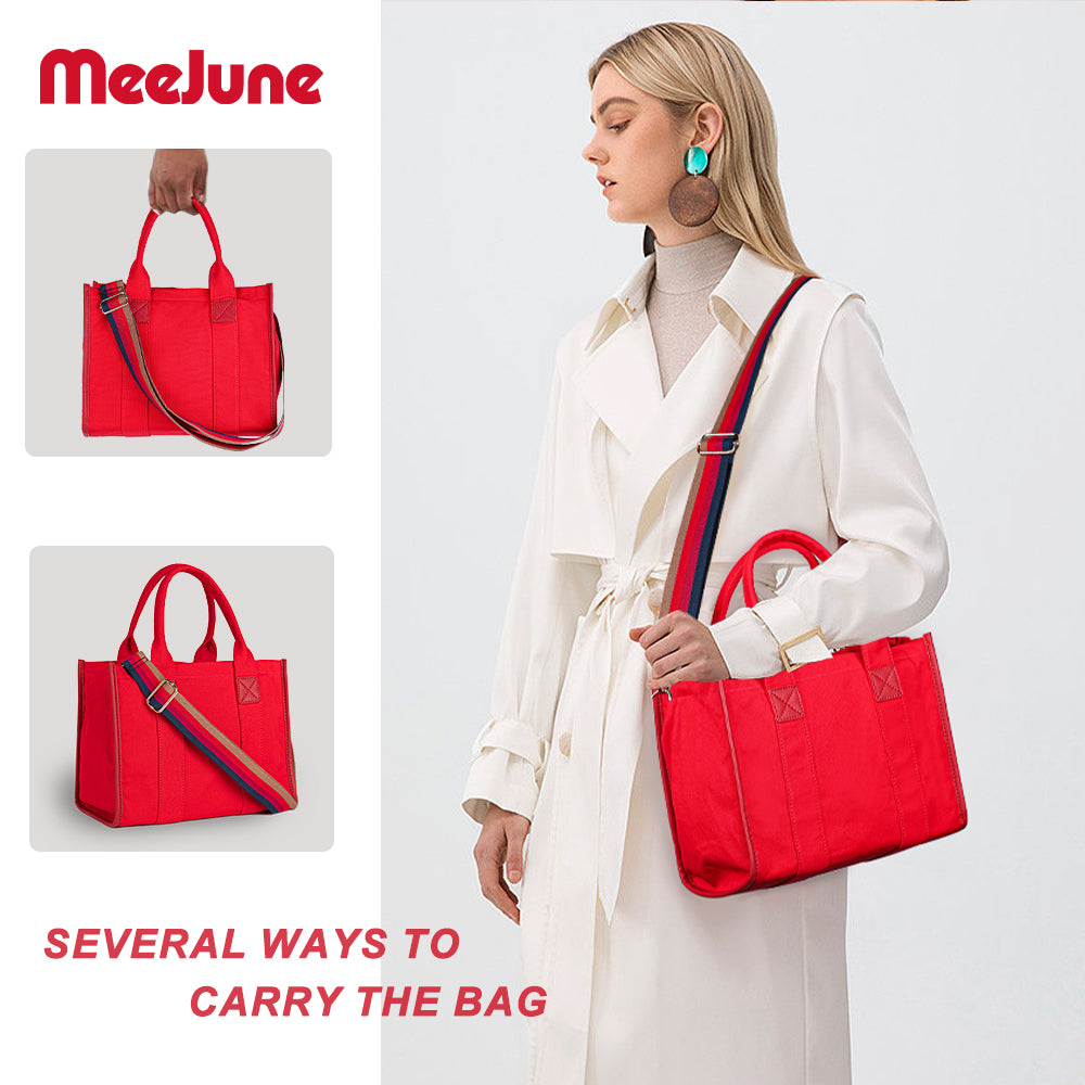 Meejune Women Canvas Tote Handbags Casual Shoulder Work Bag Crossbody