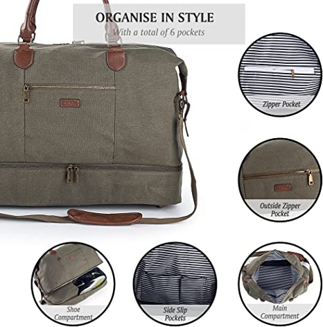 Toupons Canvas Travel Duffel Bag Men's Weekender