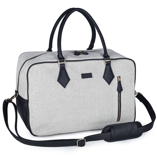 Ladies Women Canvas Travel Weekender Overnight Carry-on Shoulder Duffel Tote Bag (Black)